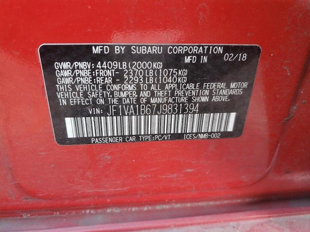 2018 SUBARU WRX - JF1VA1B67J9831394