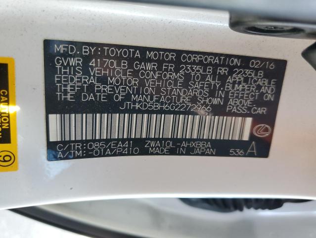 VIN JTHKD5BH6G2272966 2016 Lexus CT, 200 no.12