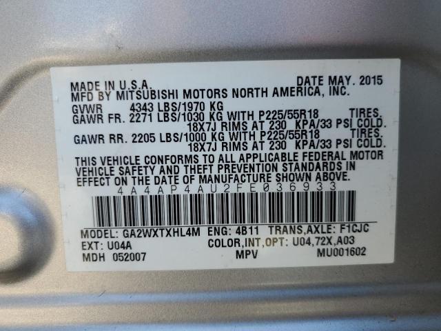2015 MITSUBISHI OUTLANDER - 4A4AP4AU2FE036933