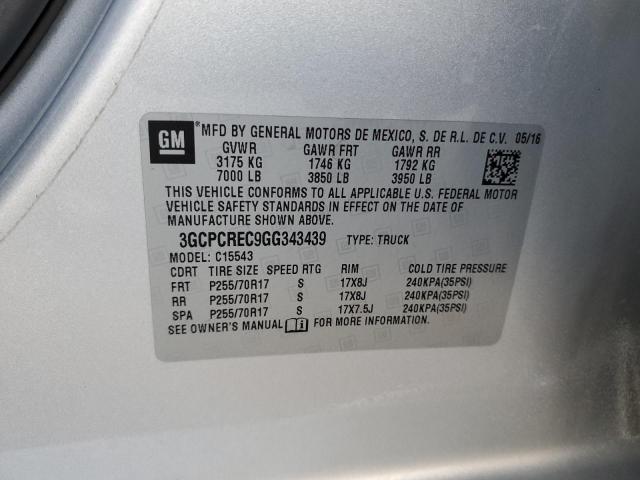 2016 CHEVROLET SILVERADO - 3GCPCREC9GG343439