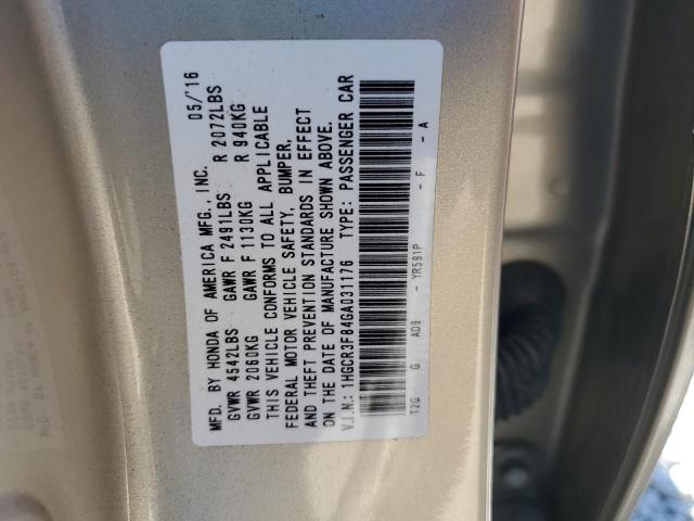 VIN 1HGCR3F84GA031176 2016 Honda Accord, Exl no.13