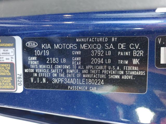 VIN 3KPF34AD1LE180224 2020 KIA Forte, Gt Line no.14