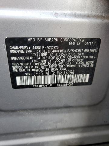 2017 SUBARU FORESTER 2 - JF2SJAEC8HH803894