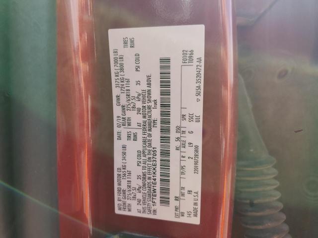 2019 FORD F150 SUPER - 1FTEW1E41KKE37051
