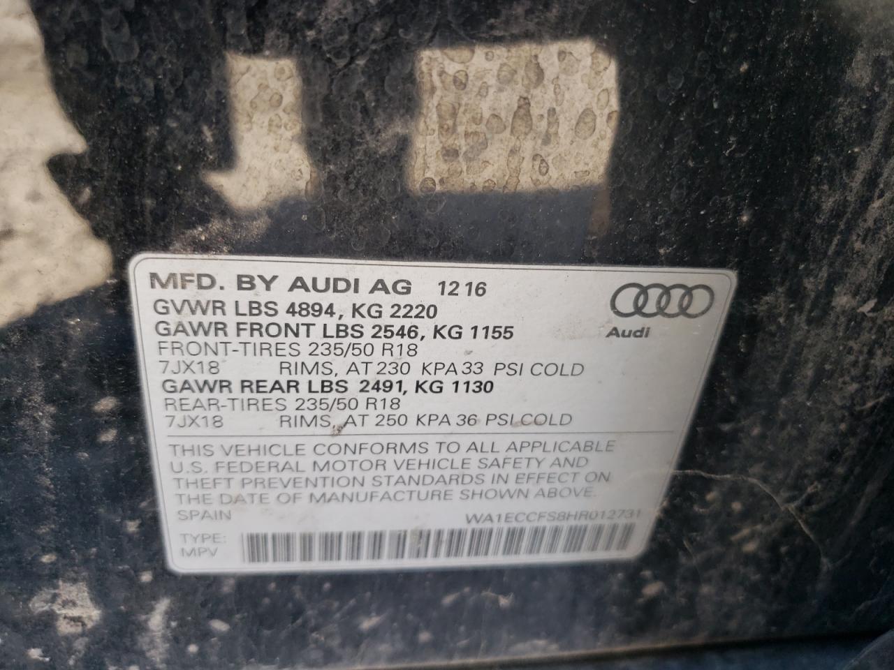 Lot #2945894842 2017 AUDI Q3 PREMIUM