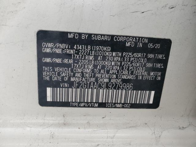 2020 SUBARU CROSSTREK - JF2GTAAC9L9279986
