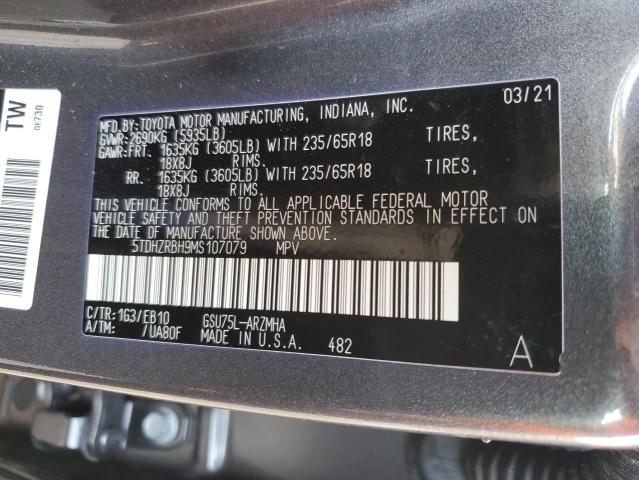 2021 TOYOTA HIGHLANDER - 5TDHZRBH9MS107079