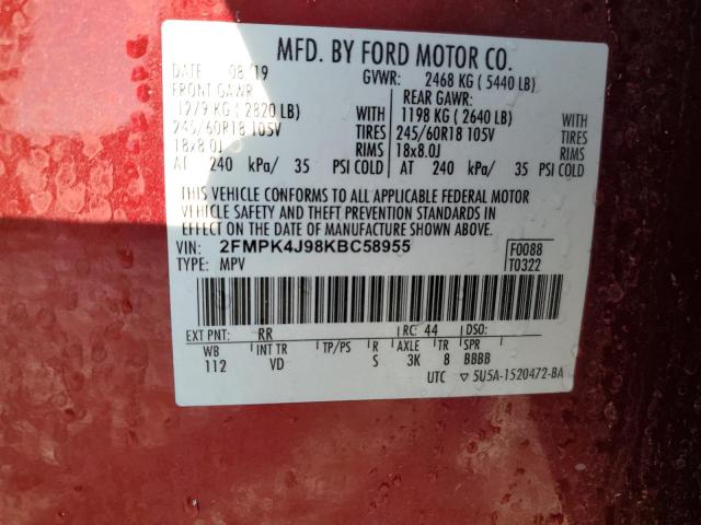 2019 FORD EDGE SEL - 2FMPK4J98KBC58955