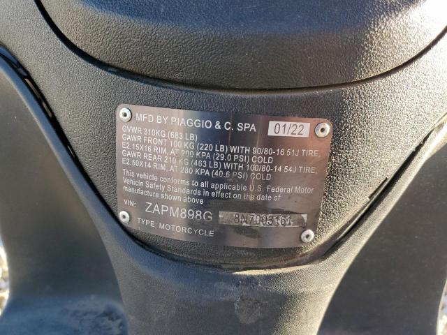 2022 VESPA MOPED ZAPM898G8N7003161