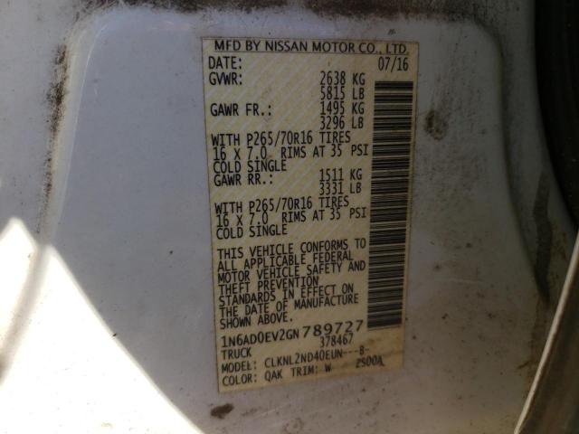 2016 NISSAN FRONTIER S - 1N6AD0EV2GN789727