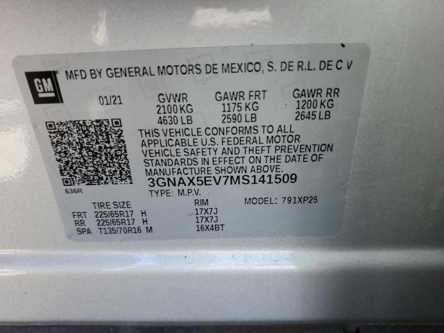 2021 CHEVROLET EQUINOX - 3GNAX5EV7MS141509