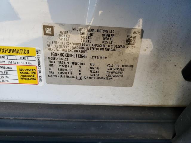 2017 CHEVROLET TRAVERSE L - 1GNKRGKD0HJ113645