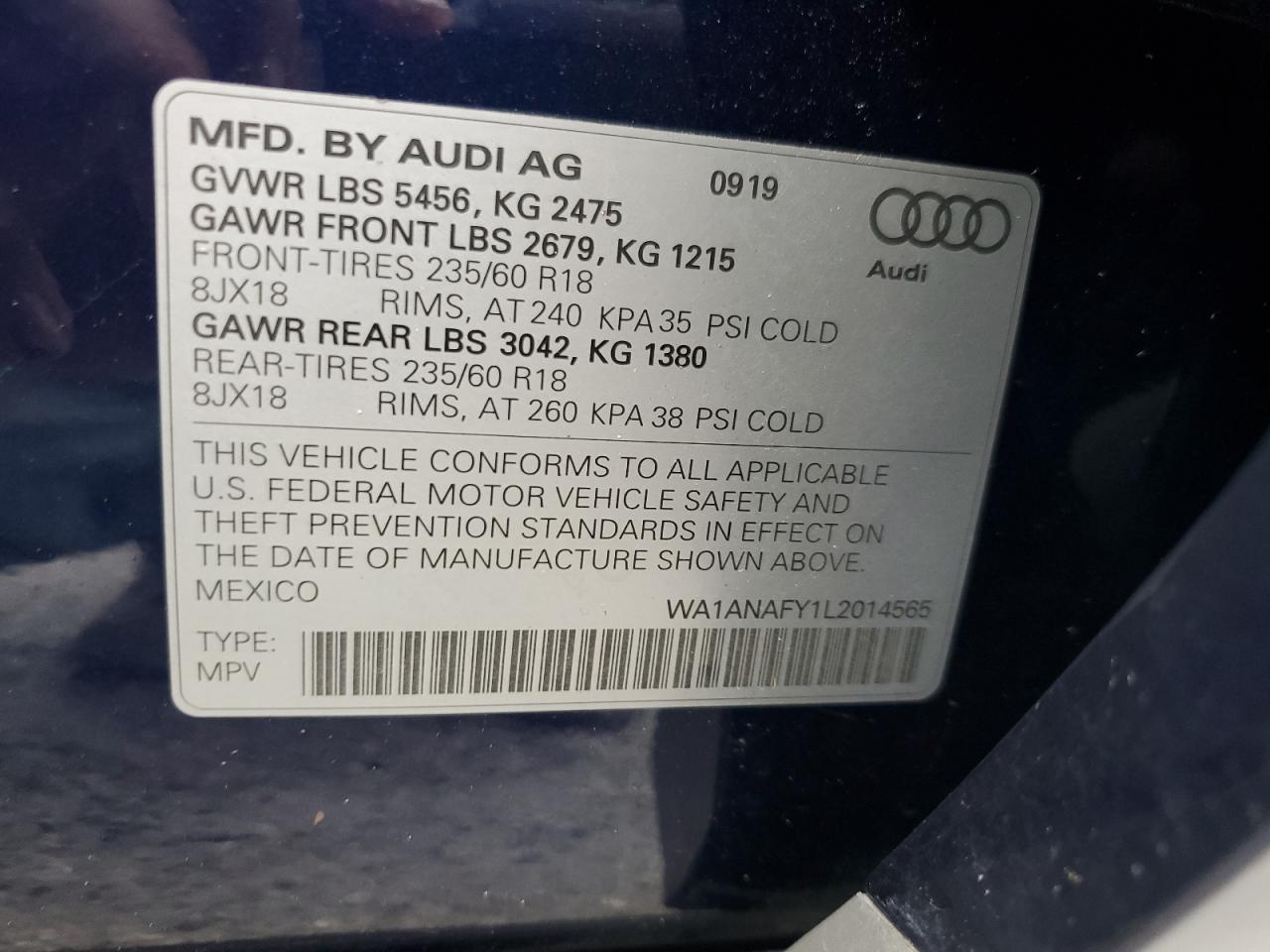 Lot #2942433142 2020 AUDI Q5 PREMIUM