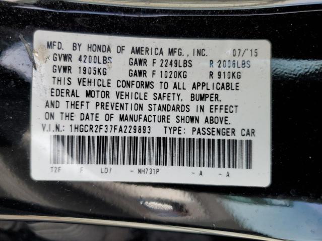 VIN 1HGCR2F37FA229893 2015 Honda Accord, LX no.12