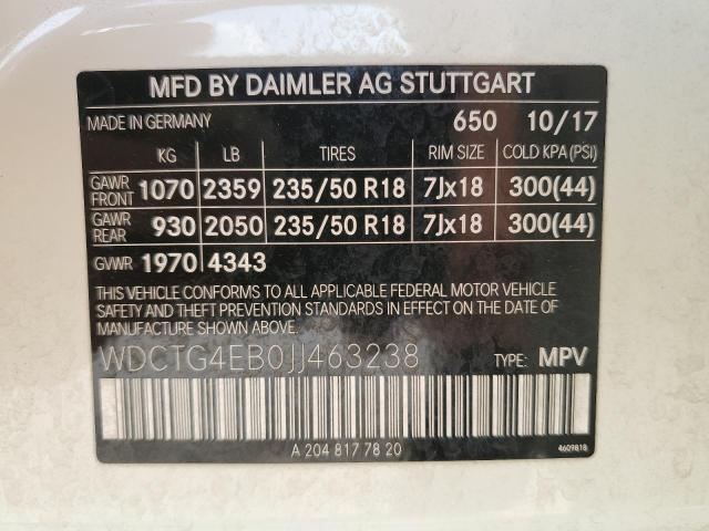 VIN WDCTG4EB0JJ463238 2018 MERCEDES-BENZ GLA-CLASS no.13