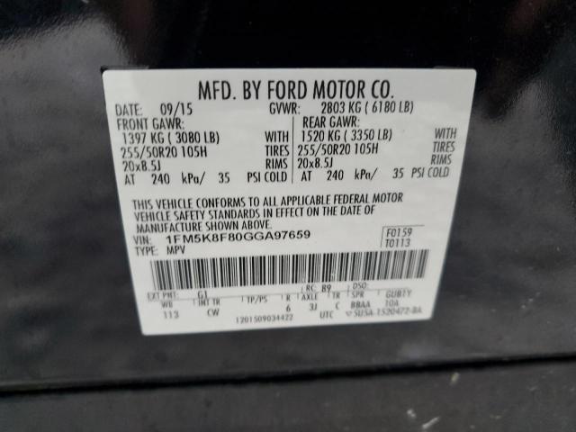 VIN 1FM5K8F80GGA97659 2016 Ford Explorer, Limited no.13