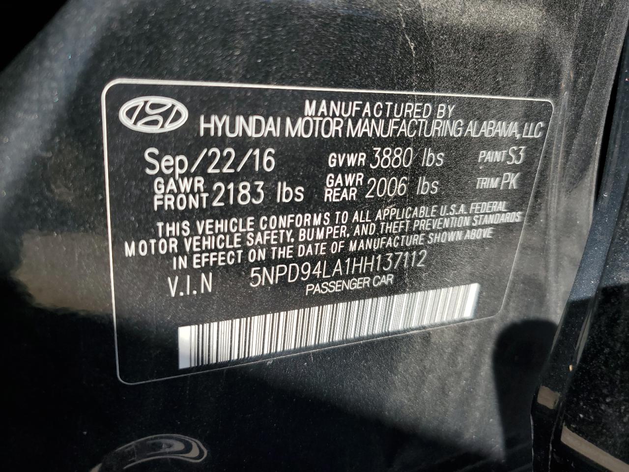 Lot #3008324149 2017 HYUNDAI ELANTRA EC