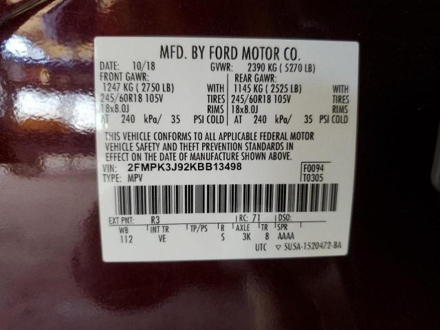 2019 FORD EDGE SEL - 2FMPK3J92KBB13498