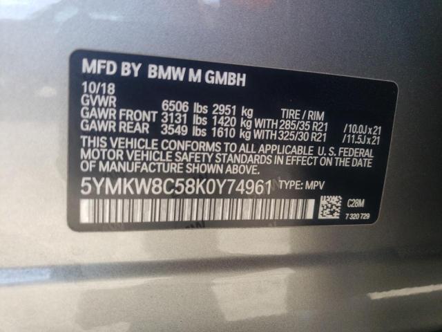 VIN 5YMKW8C58K0Y74961 2019 BMW X6 no.13