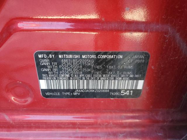 2019 MITSUBISHI OUTLANDER - JA4AD3A36KZ020684
