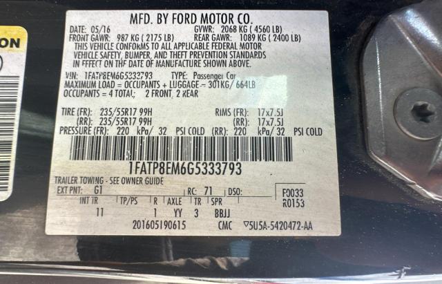 VIN 1FATP8EM6G5333793 2016 Ford Mustang no.10