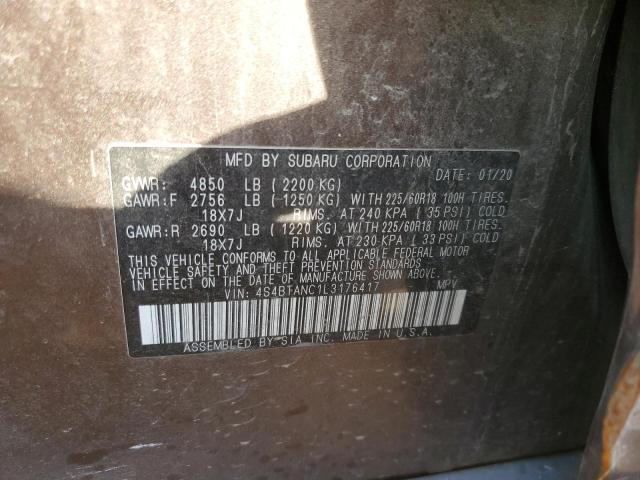 2020 SUBARU OUTBACK LI - 4S4BTANC1L3176417