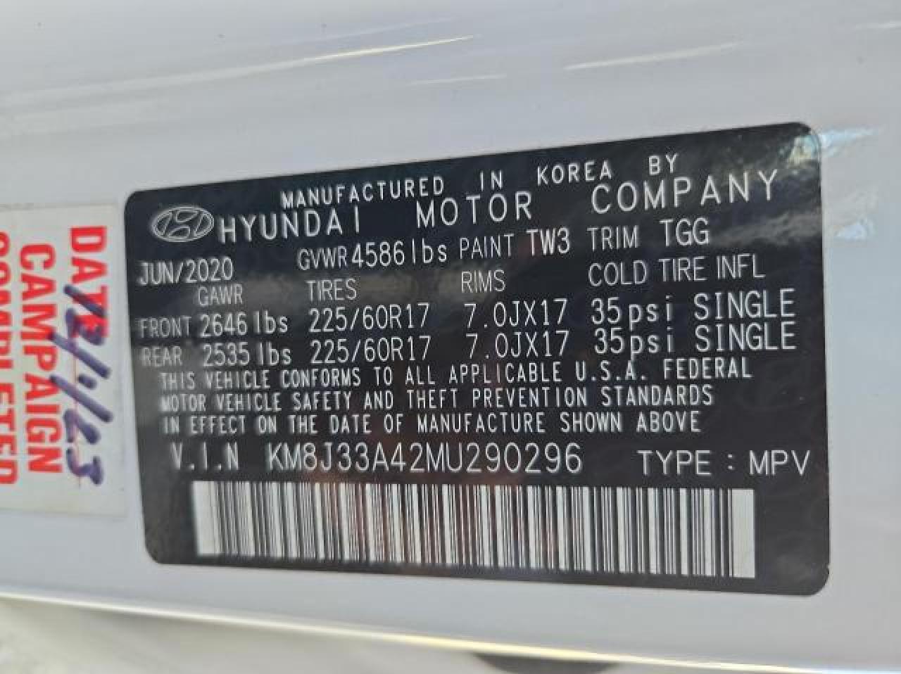 Lot #2904861126 2021 HYUNDAI TUCSON LIM