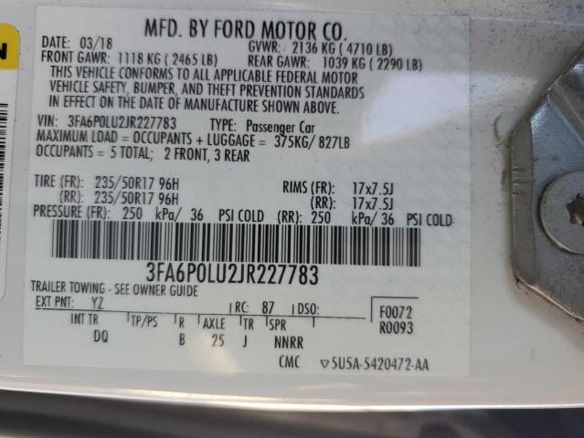 2018 FORD FUSION SE - 3FA6P0LU2JR227783