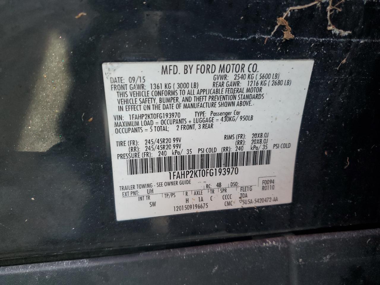 Lot #2988749652 2015 FORD TAURUS SHO