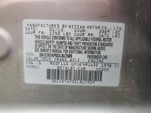 VIN 3N1CN7AP0DL867509 2013 NISSAN VERSA no.13