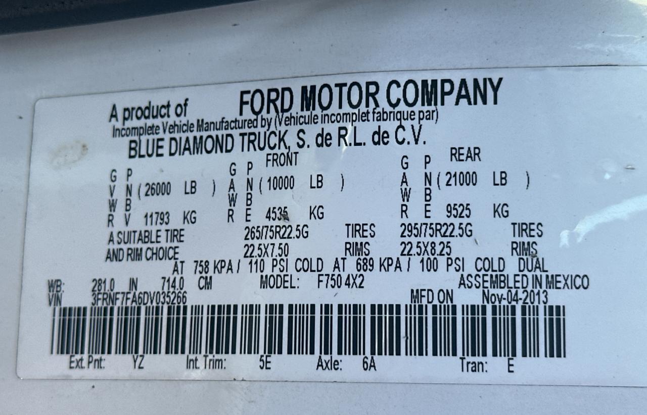 Lot #2927911041 2013 FORD F750 SUPER