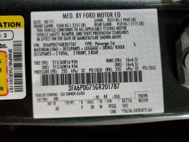 VIN 3FA6P0G75GR201787 2016 Ford Fusion, S no.13