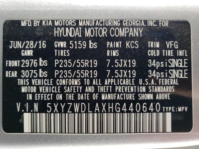 2017 HYUNDAI SANTA FE S - 5XYZWDLAXHG440640