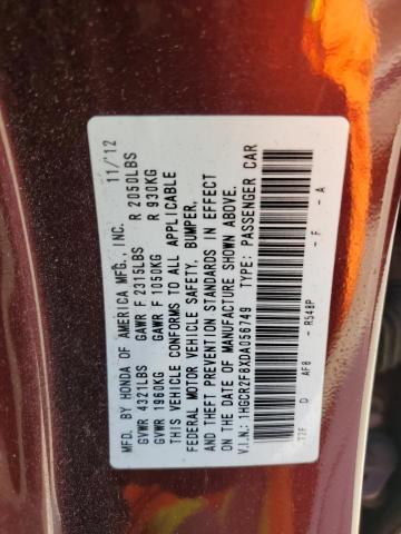 VIN 1HGCR2F8XDA056749 2013 Honda Accord, Exl no.12