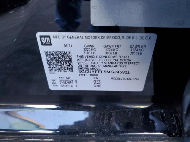 2021 CHEVROLET SILVERADO - 3GCUYEEL5MG345911