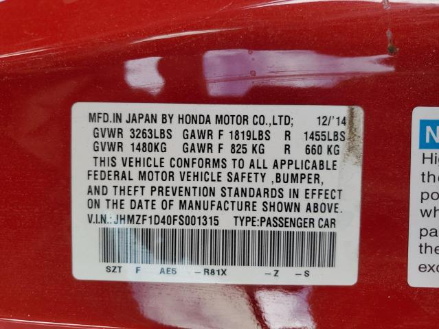 2015 HONDA CR-Z JHMZF1D40FS001315