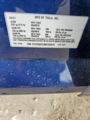 2021 TESLA MODEL Y - 5YJYGDEE3MF250916