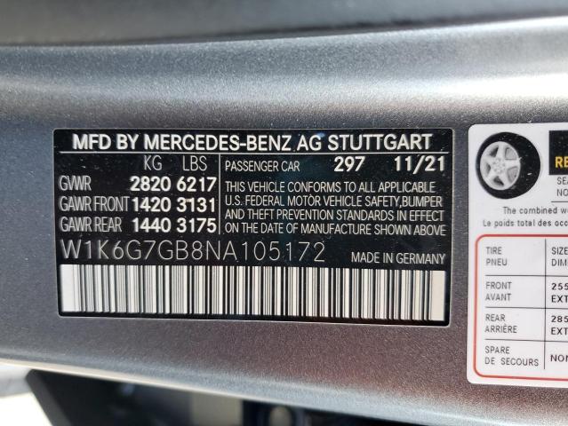 VIN W1K6G7GB8NA105172 2022 MERCEDES-BENZ S-CLASS no.13