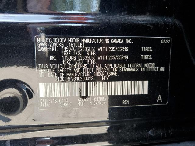 VIN 2T3C1RFV6NC200029 2022 TOYOTA RAV4 no.13