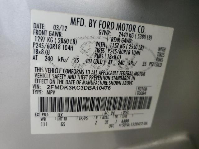 VIN 2FMDK3KC3DBA10476 2013 Ford Edge, Limited no.13