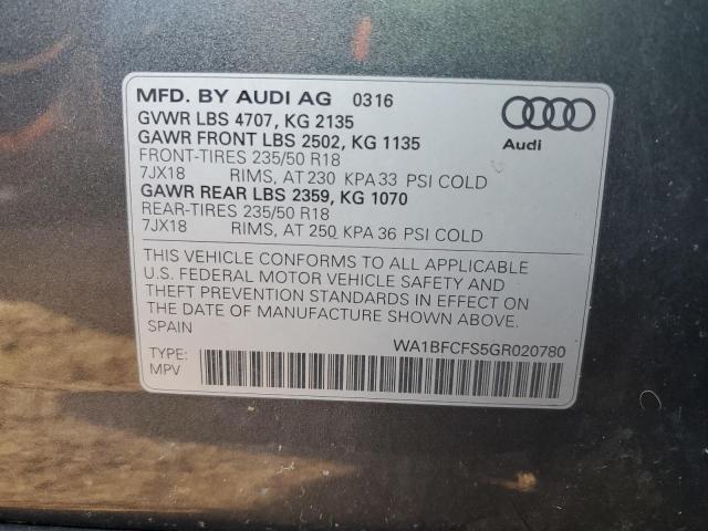 VIN WA1BFCFS5GR020780 2016 AUDI Q3 no.13