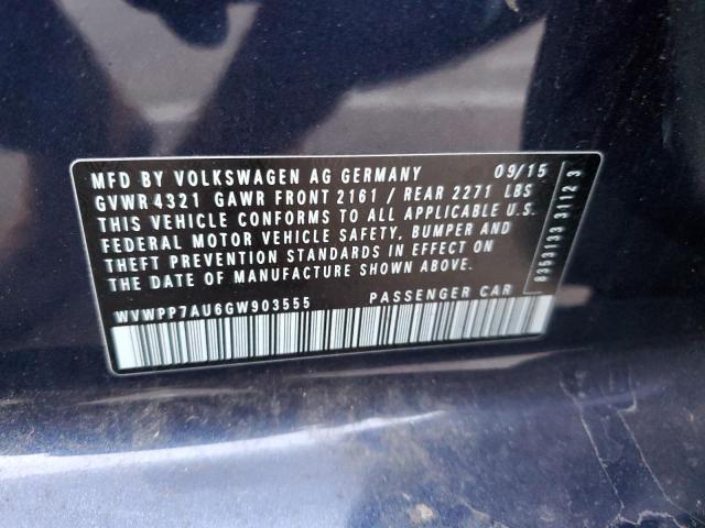 VIN WVWPP7AU6GW903555 2016 VOLKSWAGEN GOLF no.12