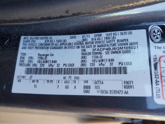 2016 FORD FIESTA SE - 3FADP4BJ6GM105021