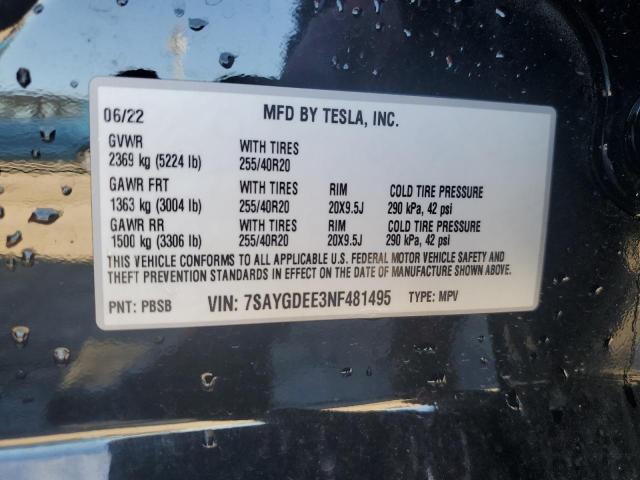 2022 TESLA MODEL Y - 7SAYGDEE3NF481495