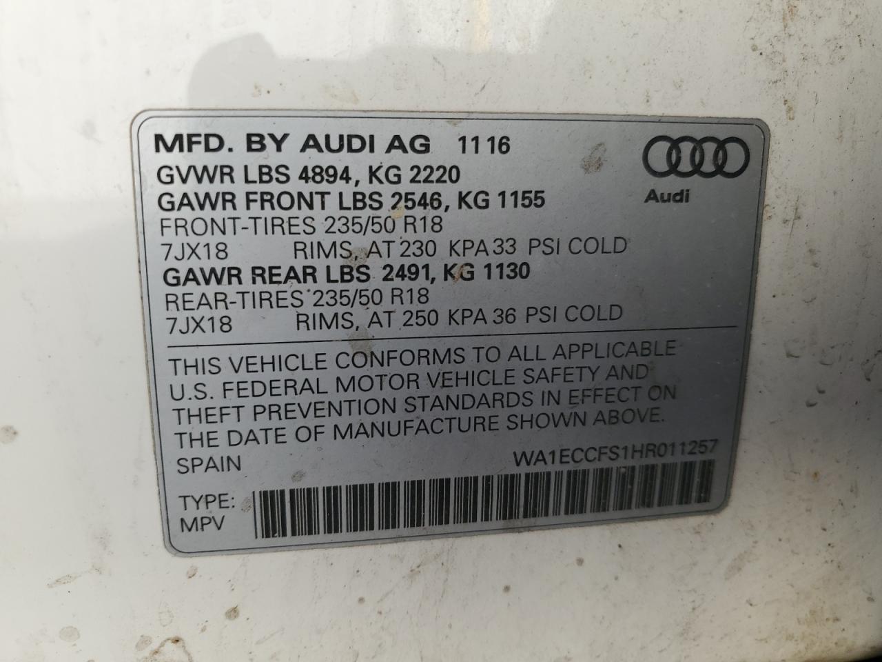 Lot #2989182646 2017 AUDI Q3 PREMIUM