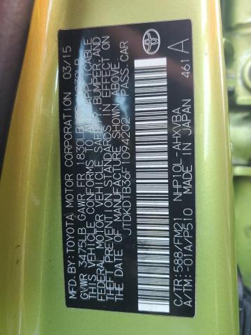 VIN JTDKDTB36F1094202 2015 Toyota Prius no.13