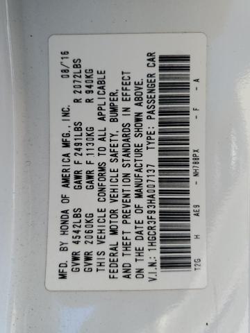 VIN 1HGCR3F93HA007137 2017 Honda Accord, Touring no.12