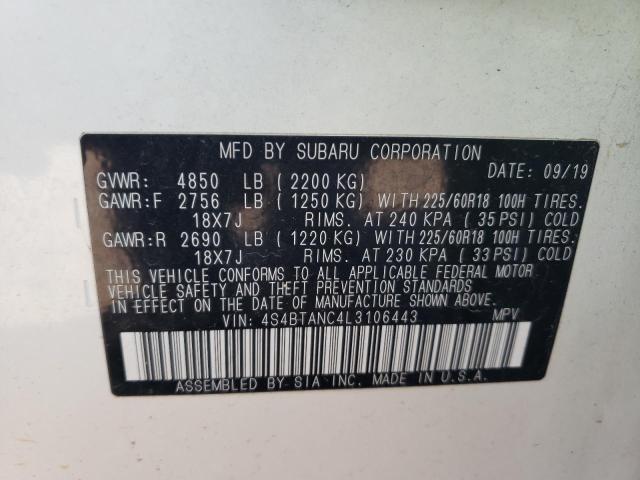 VIN 4S4BTANC4L3106443 2020 Subaru Outback, Limited no.12