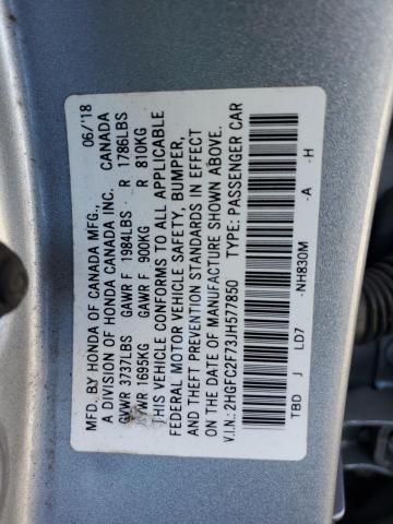 2018 HONDA CIVIC EX - 2HGFC2F73JH577850
