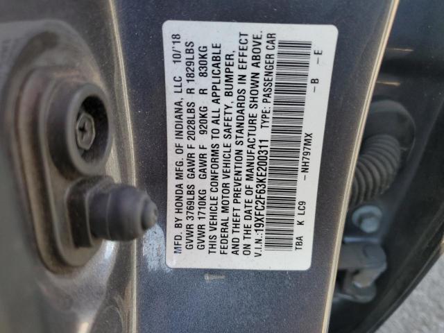 19XFC2F63KE200311 2019 HONDA CIVIC